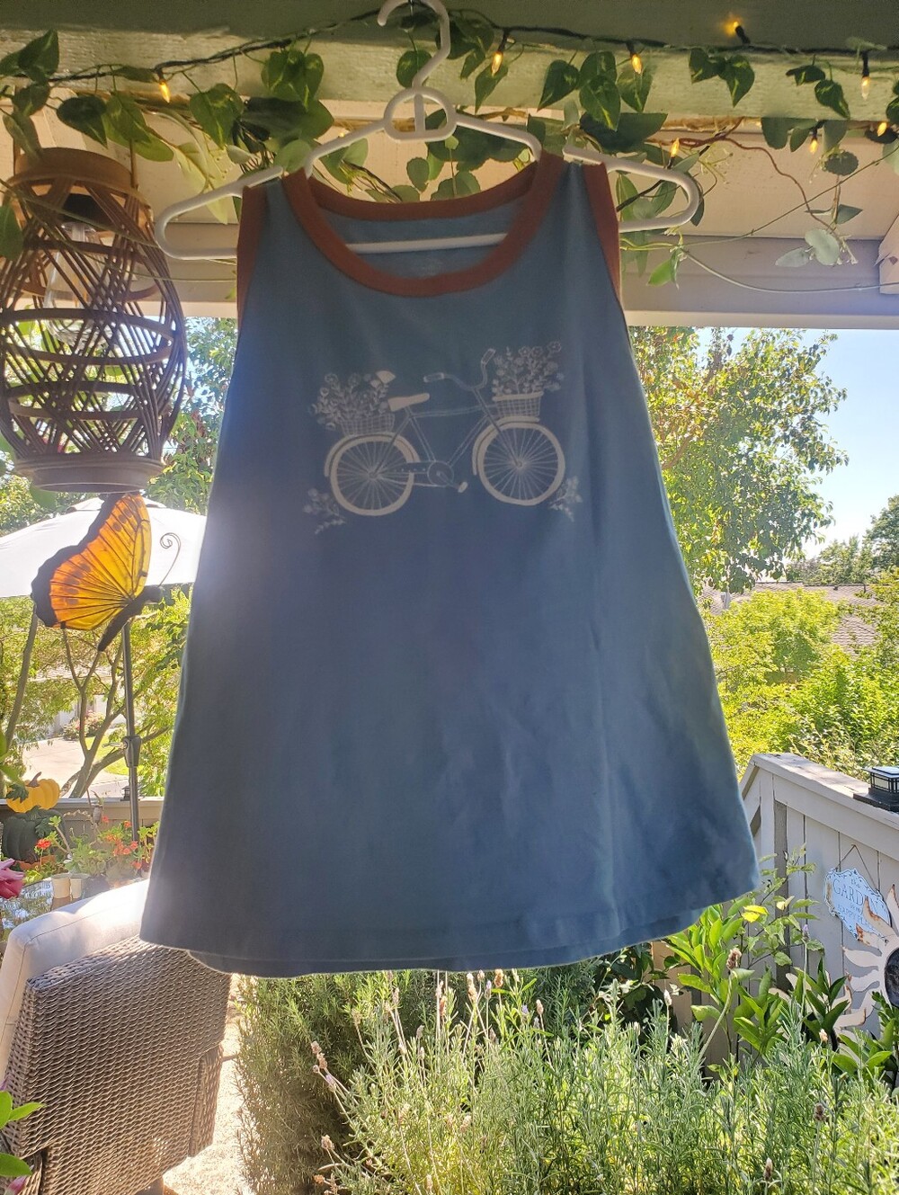 Light Blue Bicycle Print Tank Top - Picture 4 of 5